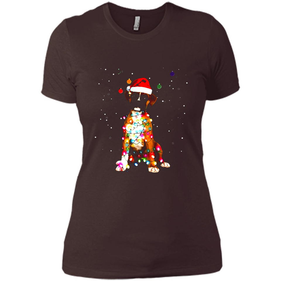 Christmas Lights Boxer Dog Funny Xmas Sweatshirt - Ladies' Boyfriend T-Shirt