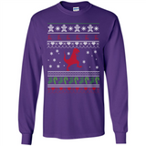 Dinosaur and Santa Ugly Christmas Sweater - Long Sleeve T-Shirt