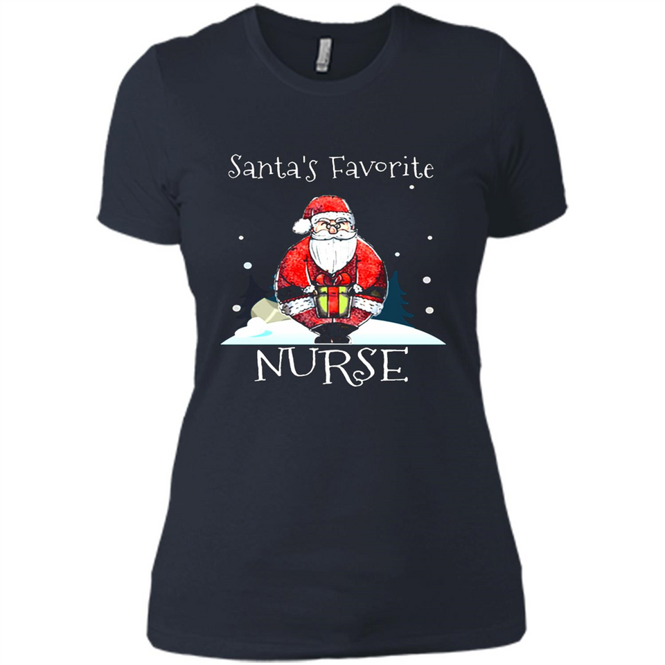 Funny Christmas Nurse Shirt, Santa_s Favorite Nurse - Ladies' Boyfriend T-Shirt