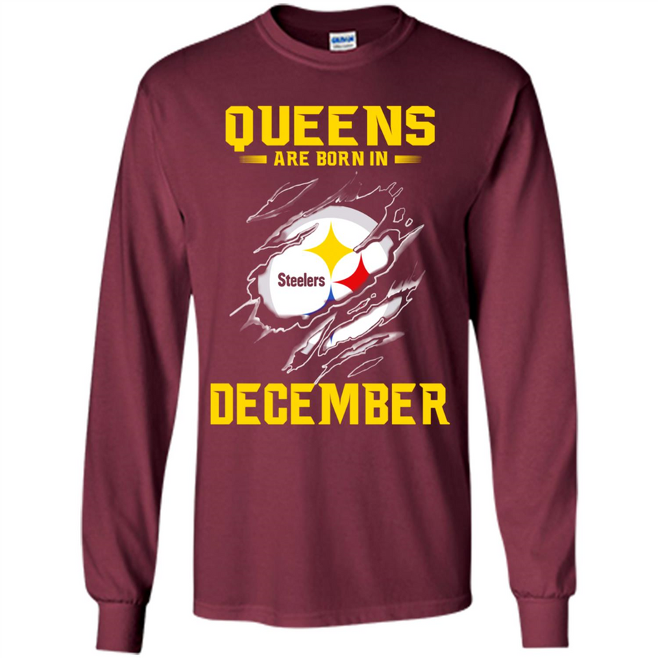 Queens Are Born In December - Pittsburgh Steelers Football - Long Sleeve T-Shirt