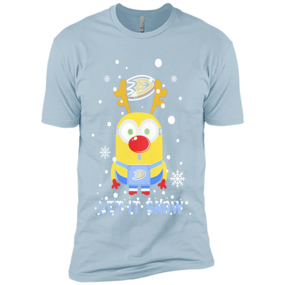 Minion Anaheim Ducks Ugly Christmas Sweater Let it Snow - Premium Short Sleeve T-Shirt