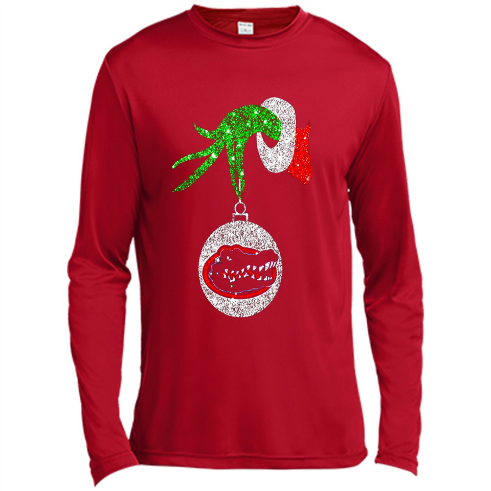 Funny Florida Gators Glitter Grinch Monogram Ornament Christmas Gift - Canvas Long Sleeve T-Shirt