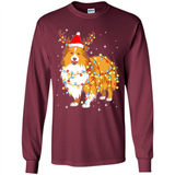 Christmas Lights Shetland Sheepdog Wearing Santa Hat Funny Xmas - Long Sleeve T-Shirt