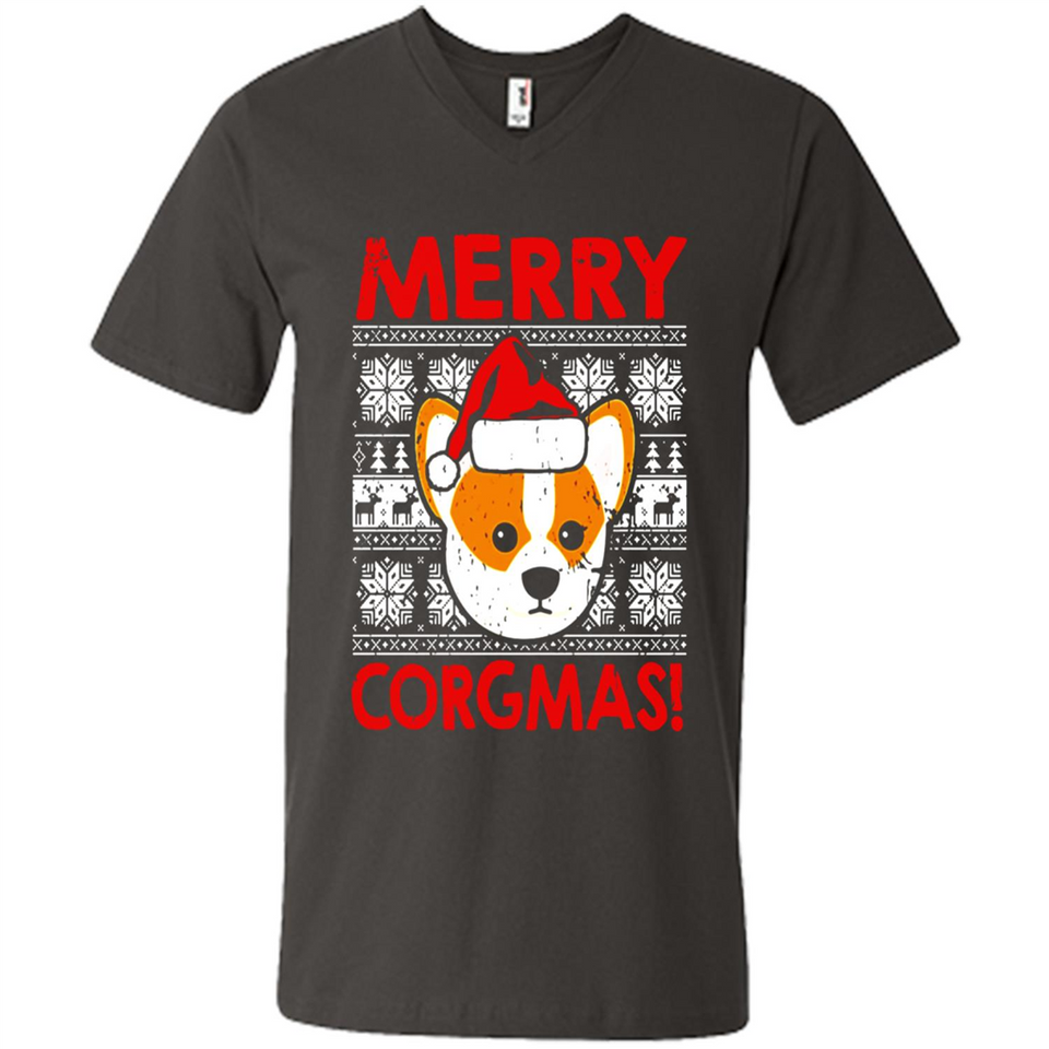 Funny Christmas Santa Corgi Dog Merry Corgmas - Men's V-Neck
