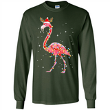 Christmas Lights Flamingo Wearing Santa Hat Funny Xmas - Long Sleeve T-Shirt