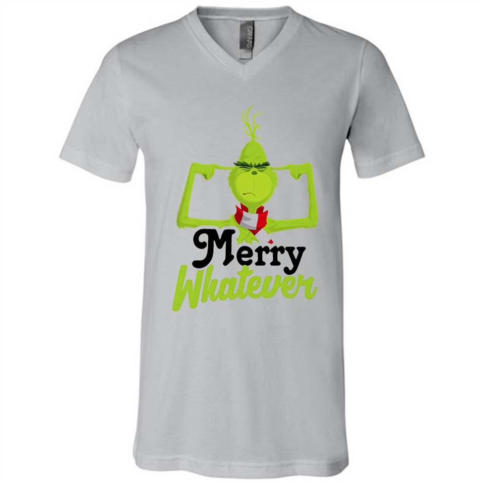 Grinch Merry Whatever Funny Christmas Sporty - Canvas Unisex V-Neck