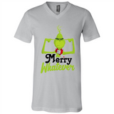 Grinch Merry Whatever Funny Christmas Sporty - Canvas Unisex V-Neck