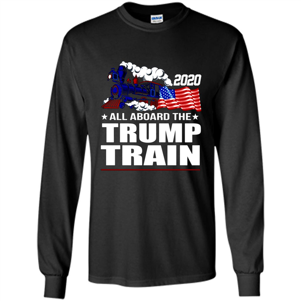 All Board The Trump Train 2020 Patriotic U.S Flag pingpong - Long Sleeve T-Shirt