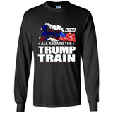 All Board The Trump Train 2020 Patriotic U.S Flag pingpong - Long Sleeve T-Shirt