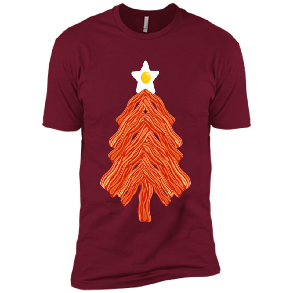 Bacon & Eggs Over Easy Fried Food Breakfast Xmas Tree Foodie - Premium Short Sleeve T-Shirt