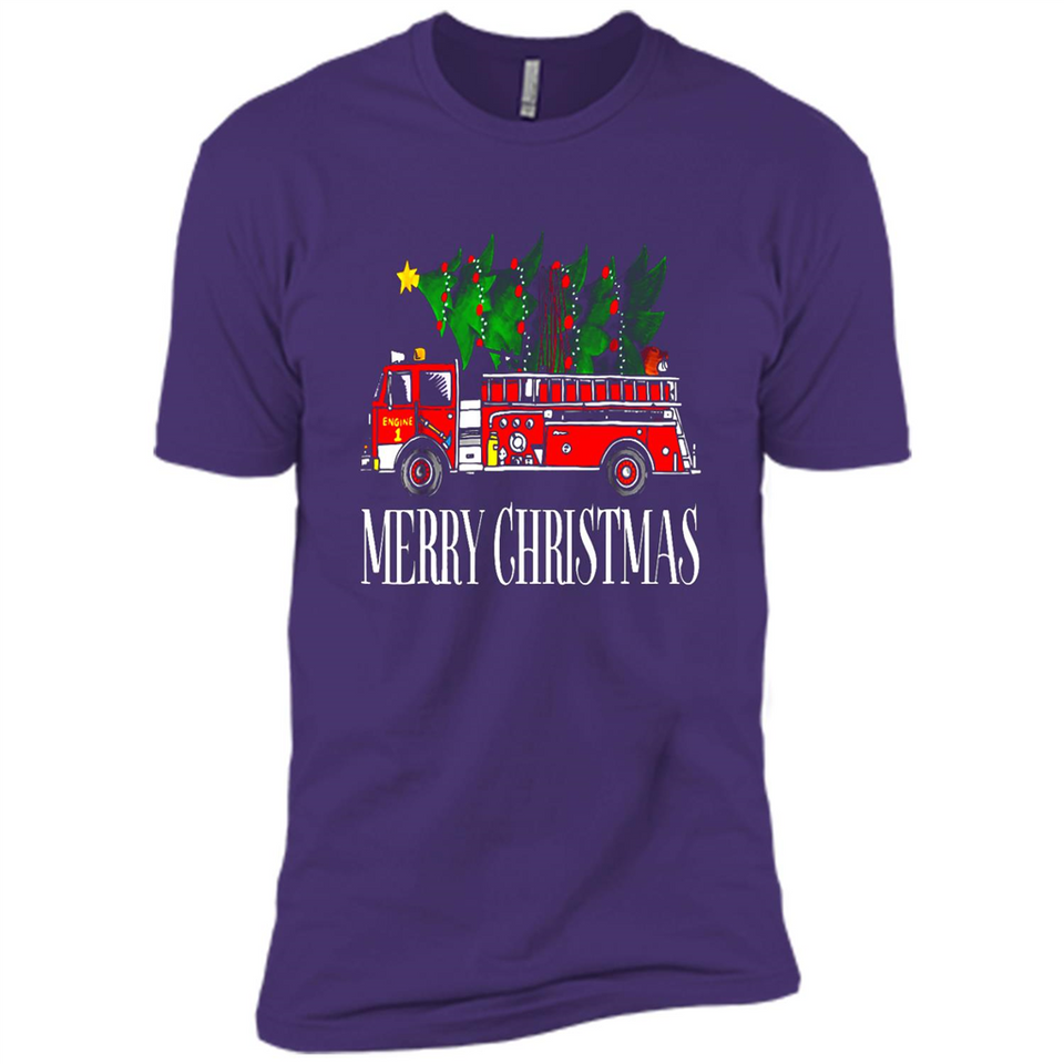 Firetruck Santa Sleigh Merry Christmas Firefighter - Premium Short Sleeve T-Shirt