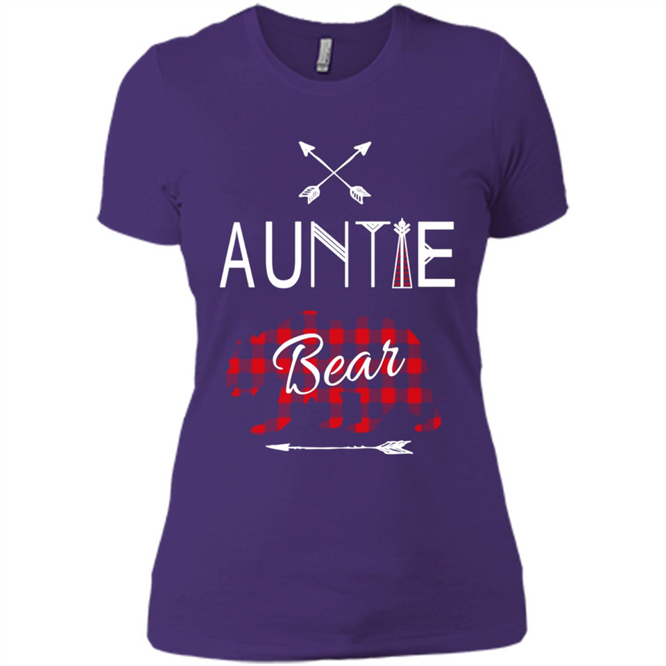 Aunt Shirt Buffalo Plaid Family Camp Bear Tee - Ladies' Boyfriend T-Shirt