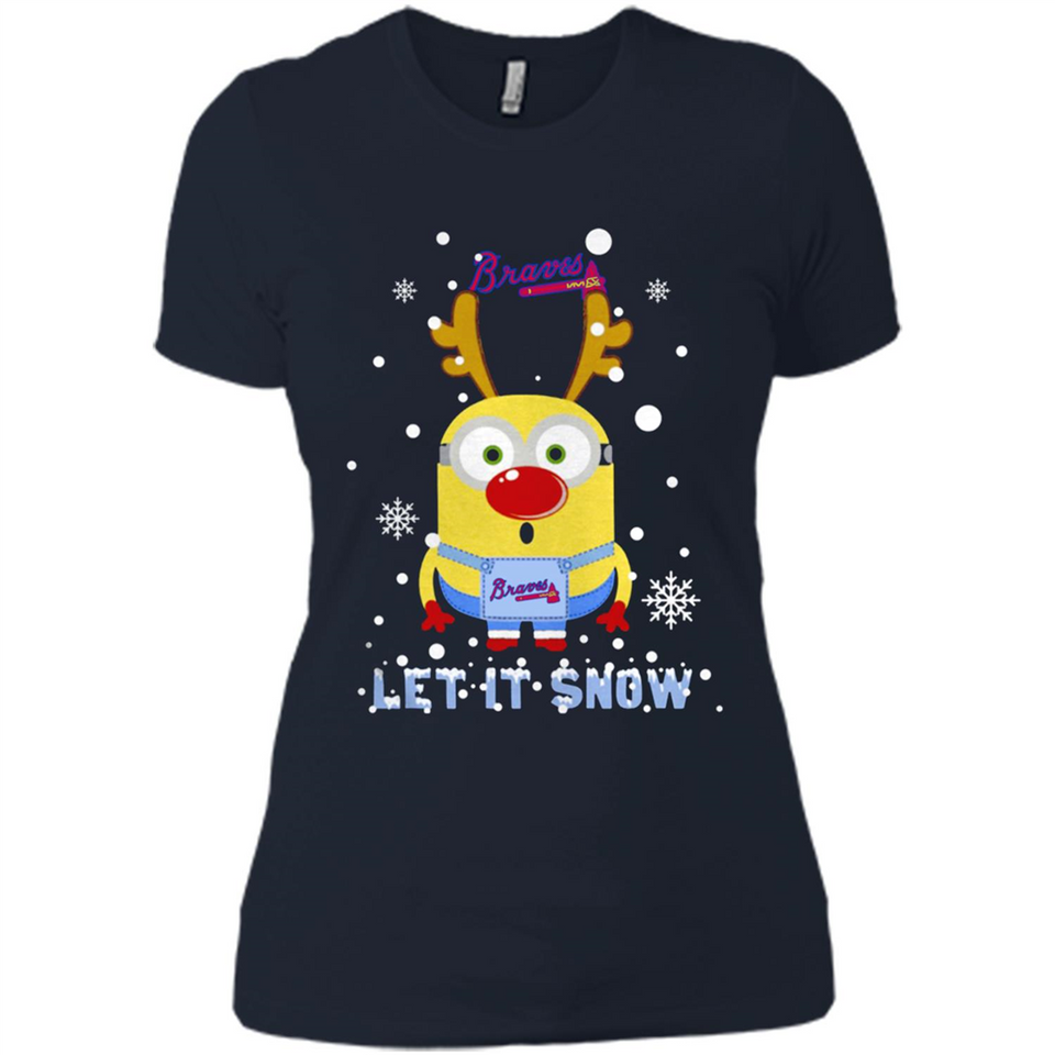 Minion Atlanta Braves Ugly Christmas Sweater Let it Snow - Ladies' Boyfriend T-Shirt