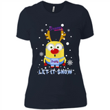Minion Atlanta Braves Ugly Christmas Sweater Let it Snow - Ladies' Boyfriend T-Shirt