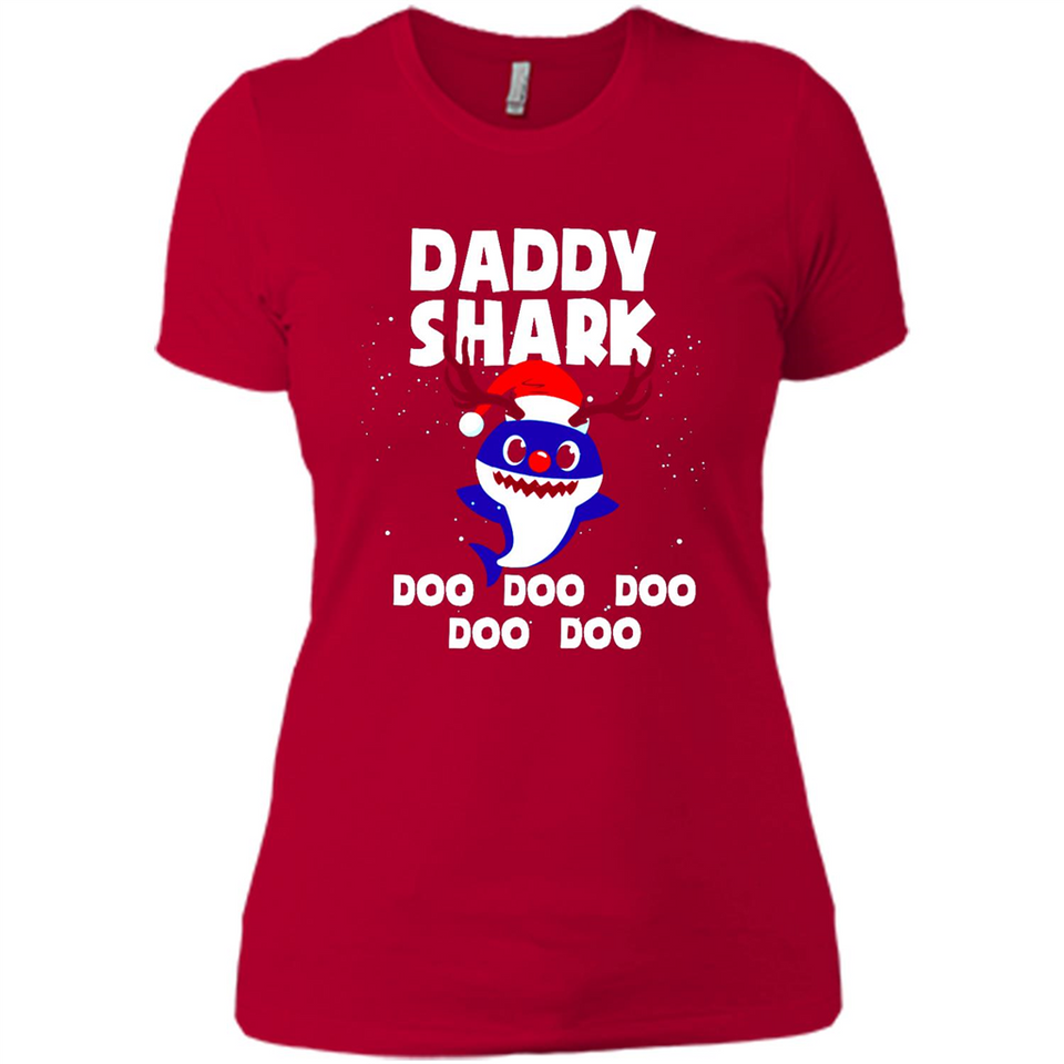 Daddy Shark Costume Reindeer Funny Christmas T-Shirt - Ladies' Boyfriend T-Shirt