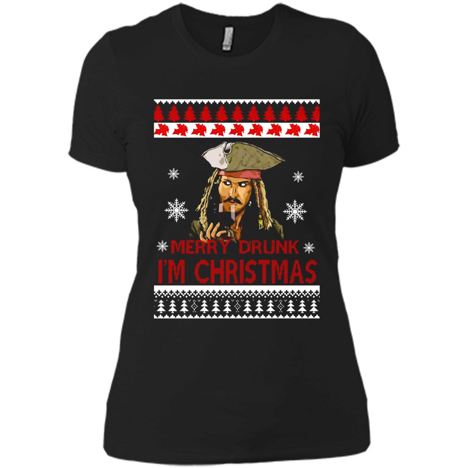 Jack sparrow Merry Drunk I'm Christmas - Ladies' Boyfriend T-Shirt