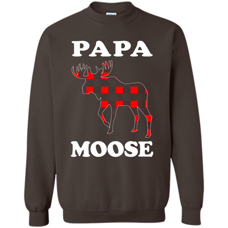 Papa Moose Funny Christmas Plaid Buffalo T-Shirt - Sweatshirt