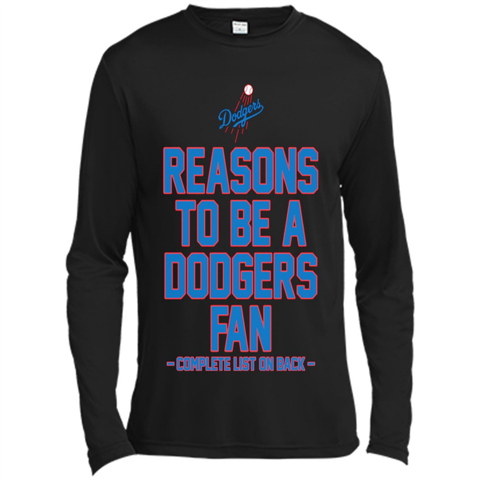 Reasons to be a Los Angeles Dodgers Fan Complete List on Back - Canvas Long Sleeve T-Shirt