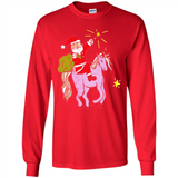 Distressed Retro Santa Riding Unicorn - Long Sleeve T-Shirt