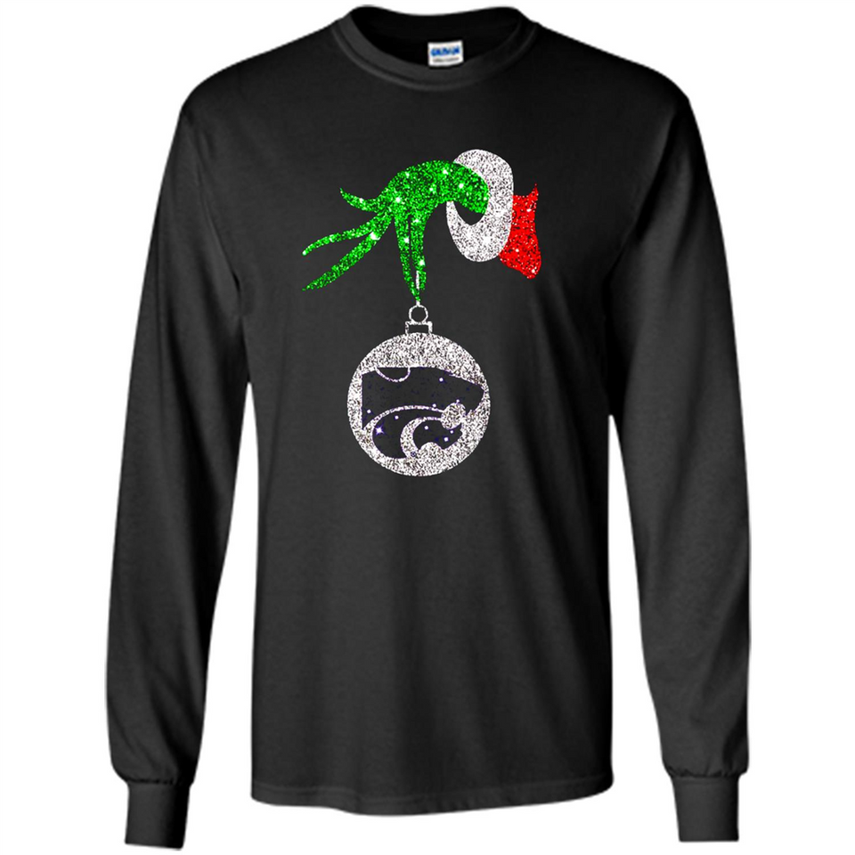 Amazing Kansas State Wildcats Glitter Grinch Monogram Ornament Christmas Gift - Long Sleeve T-Shirt
