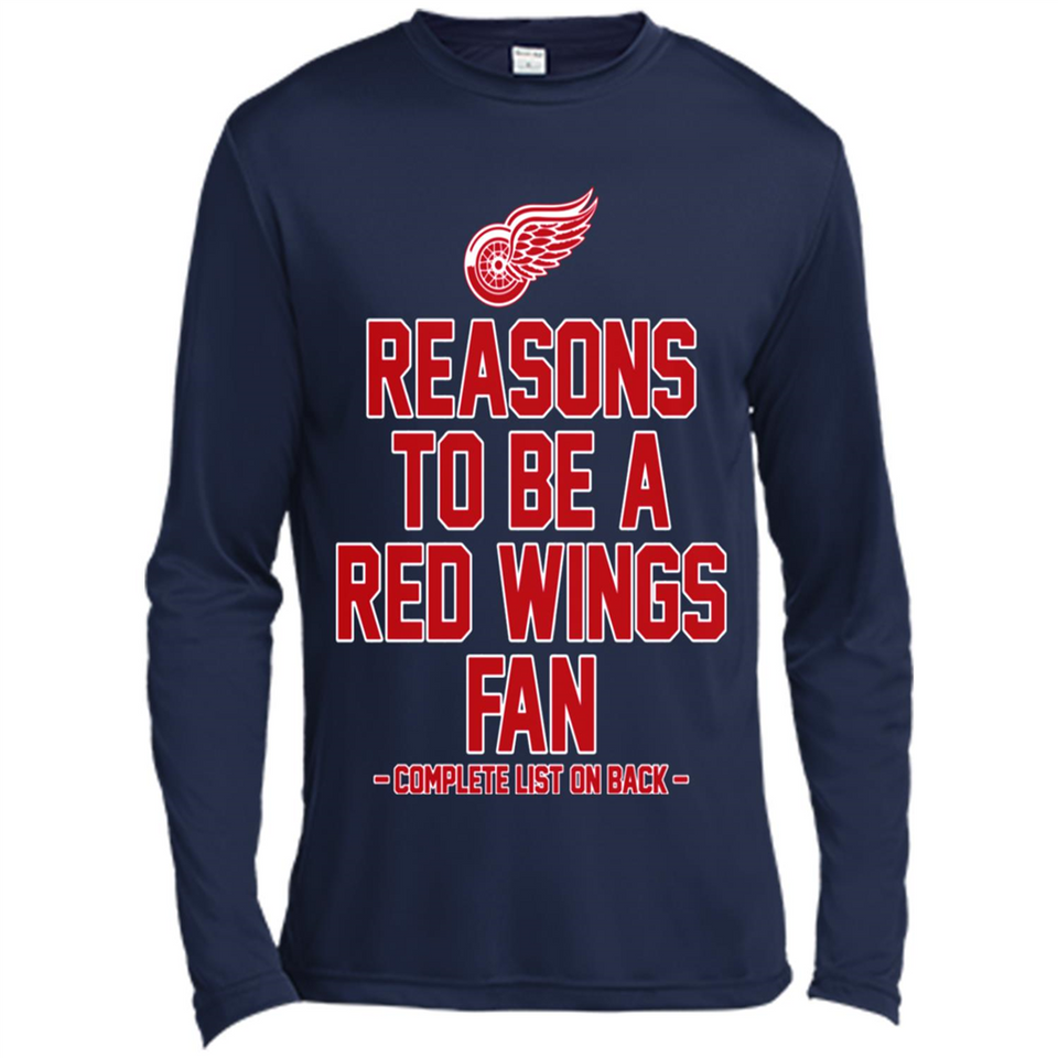Reasons to be a Detroit Red Wings Fan Complete List on Back - Canvas Long Sleeve T-Shirt