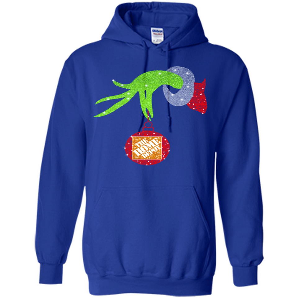 Grinch hand holding Logo HomeDepot Glitter Christmas - Hoodie