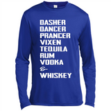 Dasher Dancer Prancer Vixen Tequila Rum Vodka Whiskey Reindeer Christmas T-Shirt - Canvas Long Sleeve T-Shirt