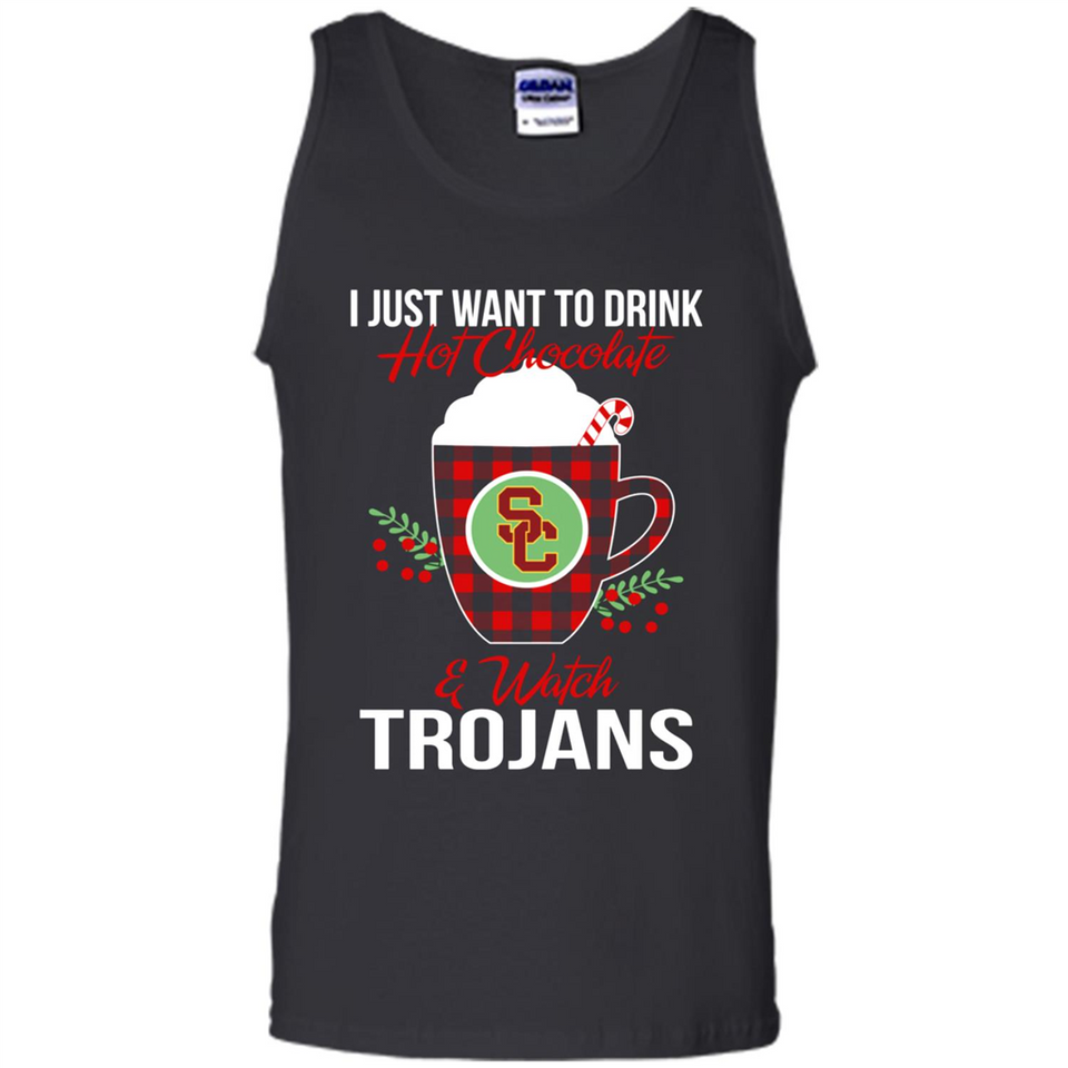 I Just Want To Drink Hot Chocolate & Watch USC Trojans Ugly Christmas Sweater PINGPONG