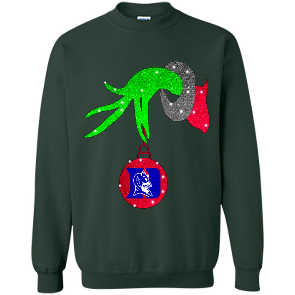 GRINCH HAND HOLDING DUKE BLUE DEVILS GLITTER CHRISTMAS PINGPONG