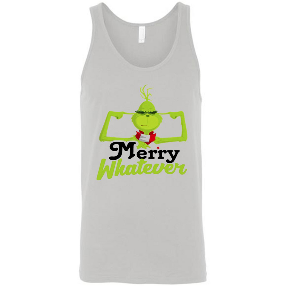 Grinch Merry Whatever Funny Christmas Sporty - Canvas Unisex Tank