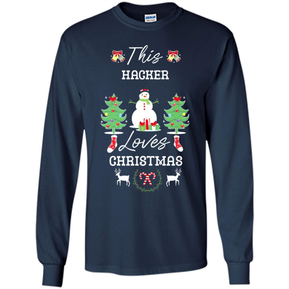 This Hacker Loves Christmas Tree Shirt with Snowman