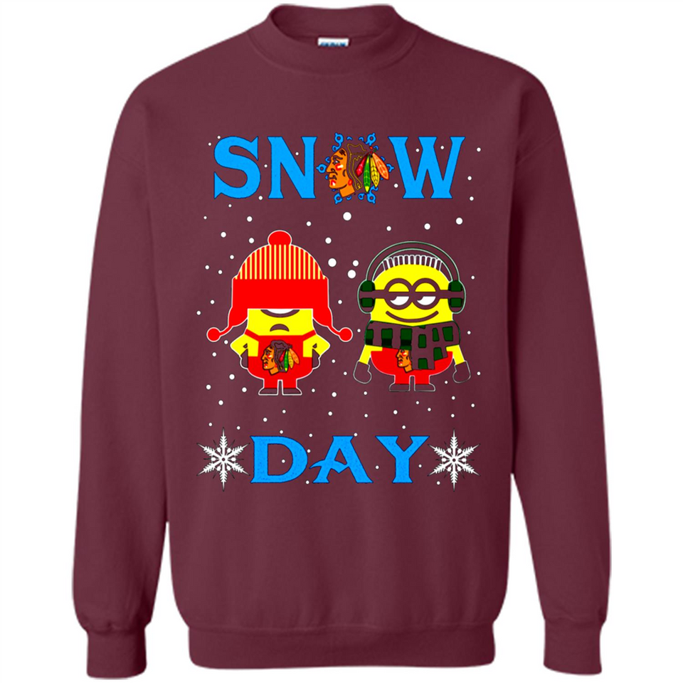 Snow Day Shirt For Chicago Blackhawks Vs Minion Fans pingpong