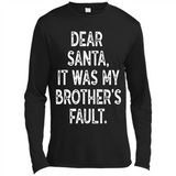Christmas Shirt - Dear Santa It Was My Brother's Fault - Canvas Long Sleeve T-Shirt