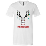 Budweiser Reinbeer Funny Beer Reindeer Christmas Sweatshirt - Canvas Unisex V-Neck