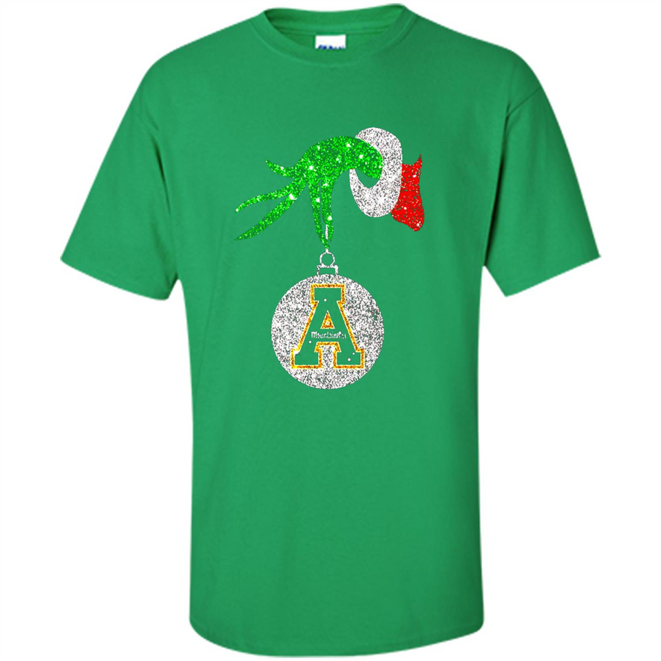 Funny Appalachian State Mountaineers Glitter Grinch Monogram Ornament Christmá - Shirt