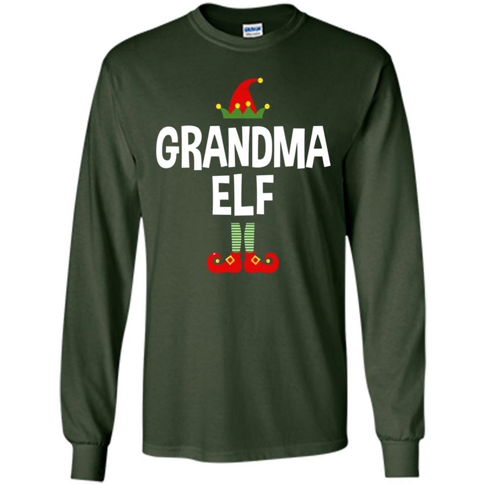 Grandma Elf Shirt -Family Matching Christmas Pajamas - Long Sleeve T-Shirt