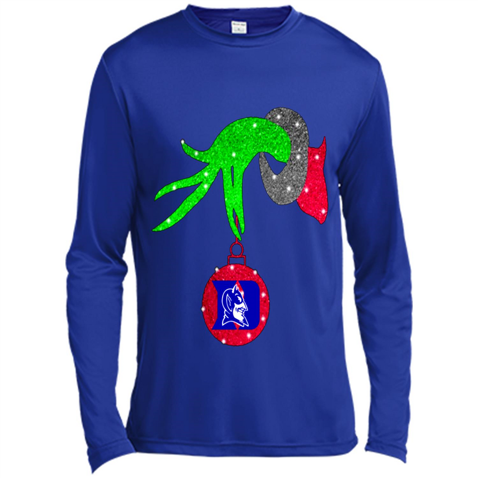 GRINCH HAND HOLDING DUKE BLUE DEVILS GLITTER CHRISTMAS PINGPONG