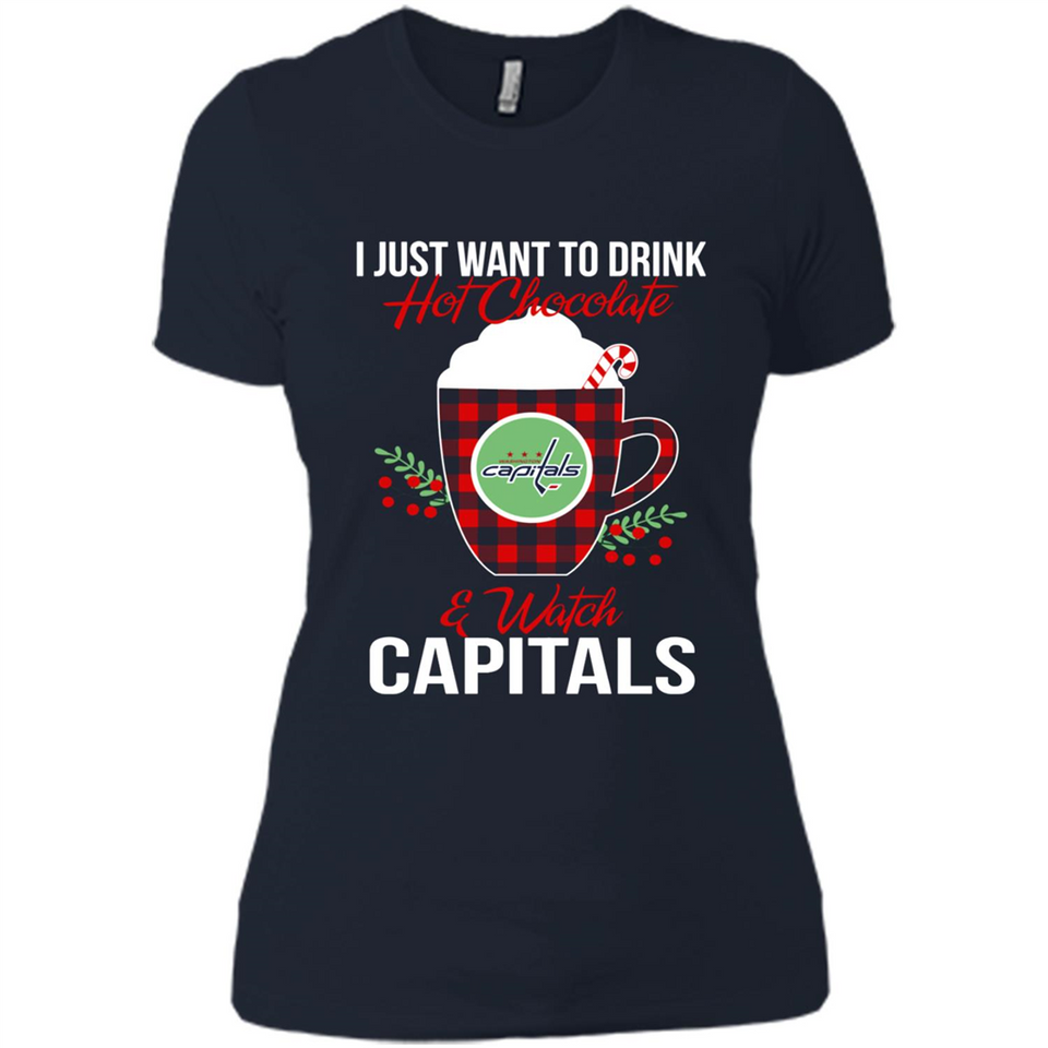 I Just Want To Drink Hot Chocolate & Watch Washington Capitals Ugly Christmas Sweater PINGPONG