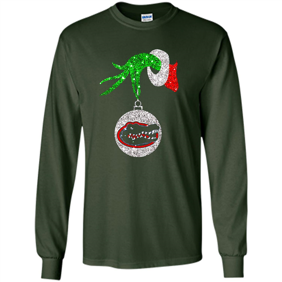 Funny Florida Gators Glitter Grinch Monogram Ornament Christmas Gift - Long Sleeve T-Shirt