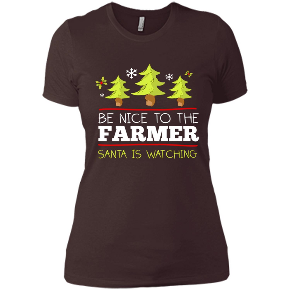Be Nice to Farmer Santa Watching Christmas - Ladies' Boyfriend T-Shirt