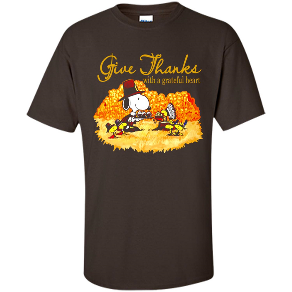 Snoopy Thanksgiving Give Thanks With A Grateful Heart - Shirt