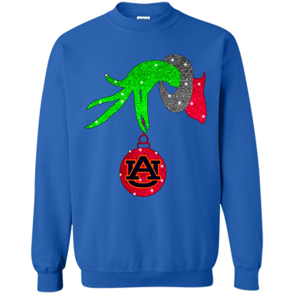 GRINCH HAND HOLDING AUBURN TIGERS GLITTER CHRISTMAS PINGPONG