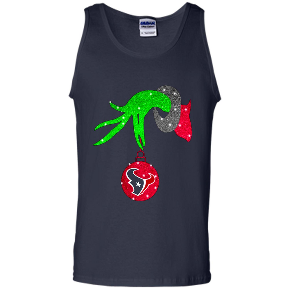 GRINCH HAND HOLDING HOUSTON TEXANS GLITTER CHRISTMAS PINGPONG