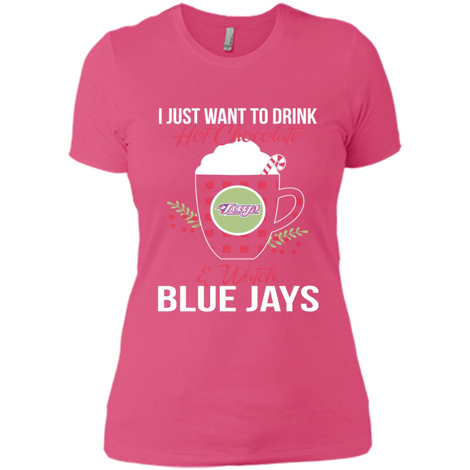 I Just Want To Drink Hot Chocolate & Watch Toronto Blue Jays Ugly Christmas Sweater PINGPONG