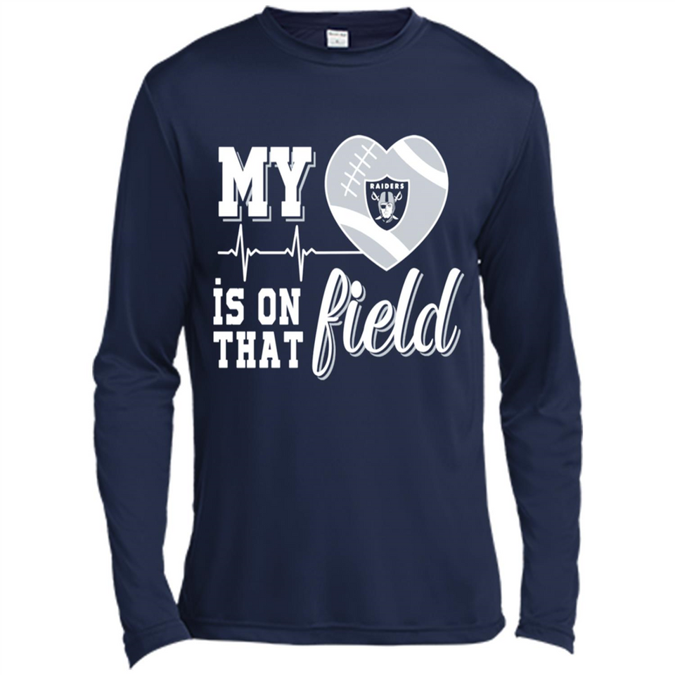 Oakland Raiders Football My Heart is on that Field - Canvas Long Sleeve T-Shirt