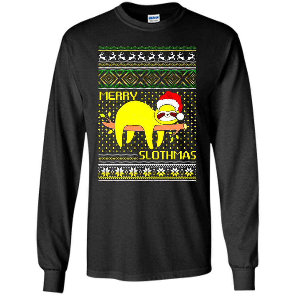 Merry Slothmas Sloth Christmas Sweater PINGPONG - Long Sleeve T-Shirt