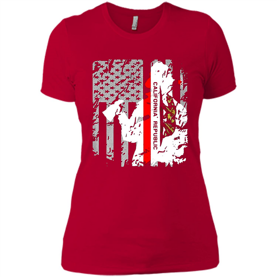 Paradise California Firefighter Thin Red Line Funds Youth T-Shirt PINGPONG - Ladies' Boyfriend T-Shirt