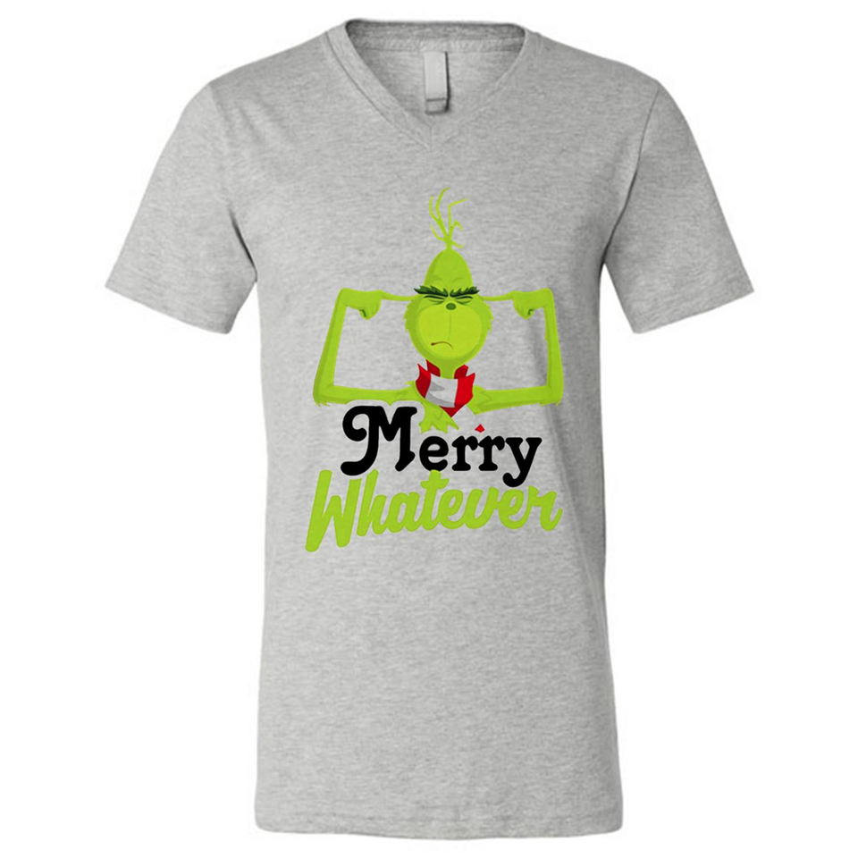 Grinch Merry Whatever Funny Christmas Sporty - Canvas Unisex V-Neck