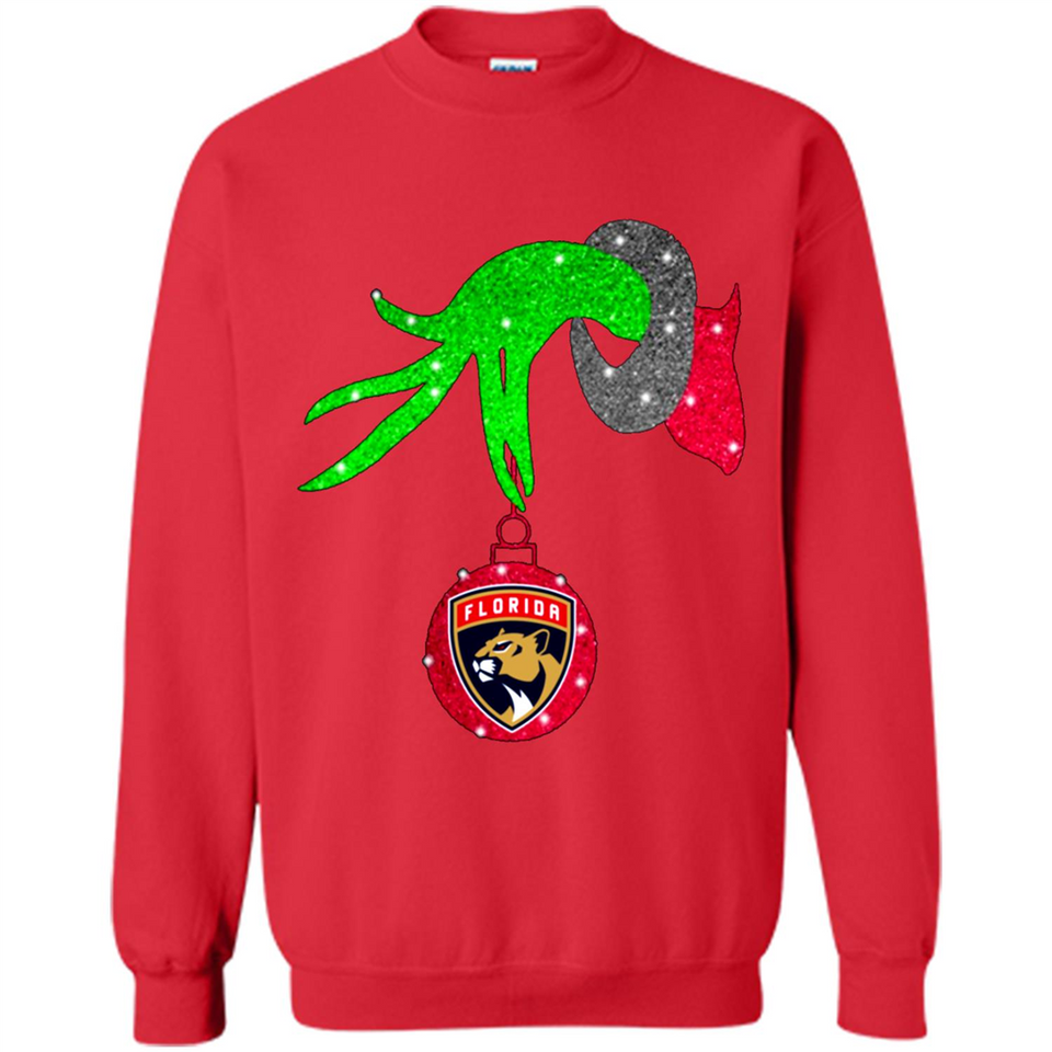 GRINCH HAND HOLDING FLORIDA PANTHERS GLITTER CHRISTMAS PINGPONG