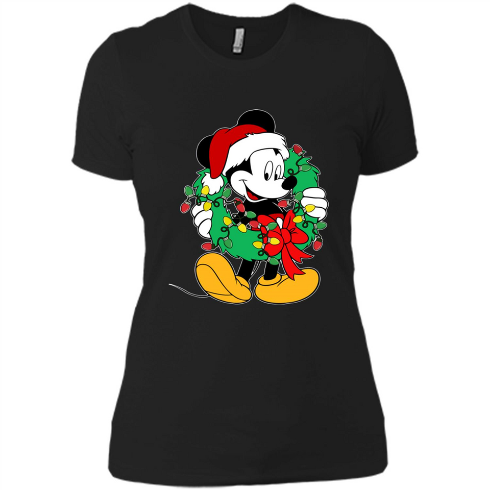 Mickey Mouse Merry Christmas Disney Sweatshirt - Ladies' Boyfriend T-Shirt